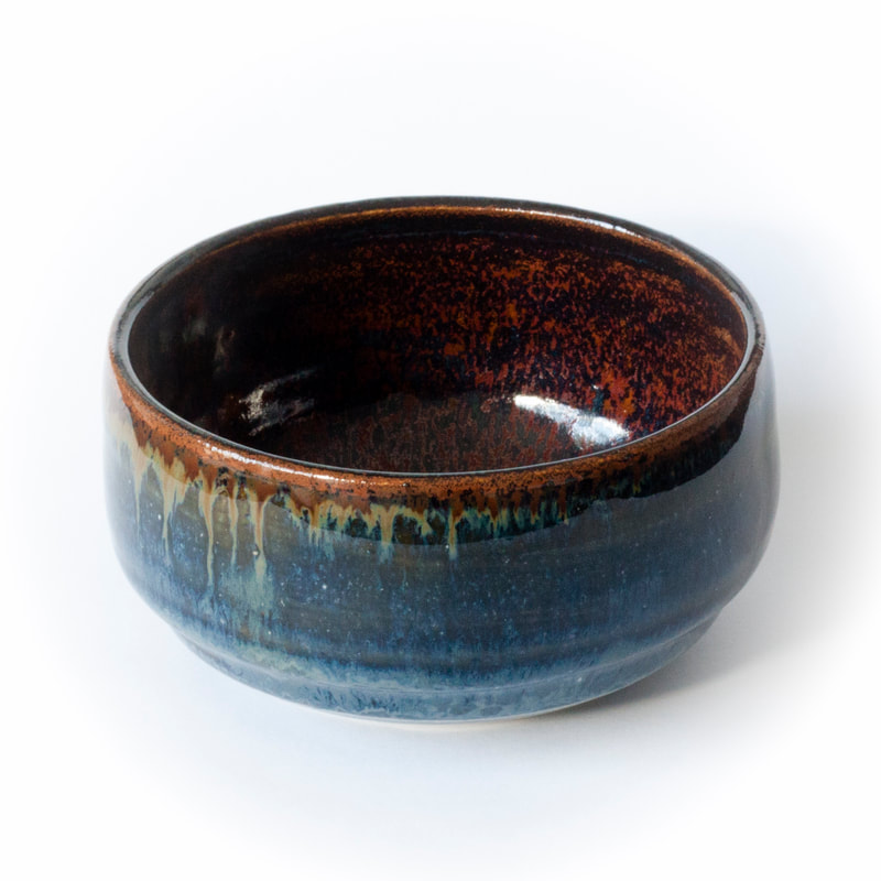 Artefact:Bowl Background:White Clay:PB103 Collective:Single Glaze:BreakingOutRed Glaze:SchefflinBlue Orientation:Perspective