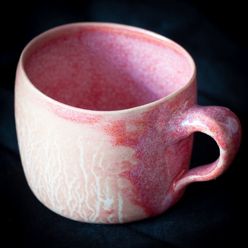 Artefact:Mug Background:Black Clay:PB103 Collective:Single Glaze:Watermellon Orientation:Perspective